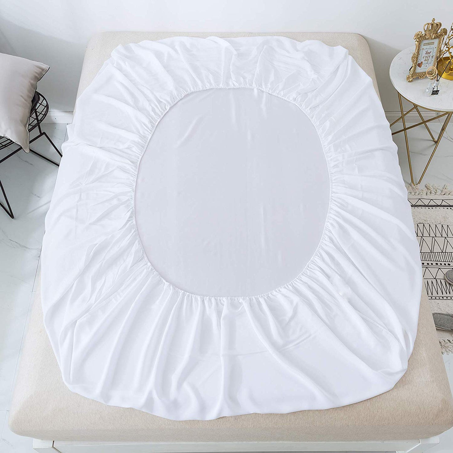 Fitted Sheets - Solid Color/Satin Strip Cotton/Polyester TC200-400